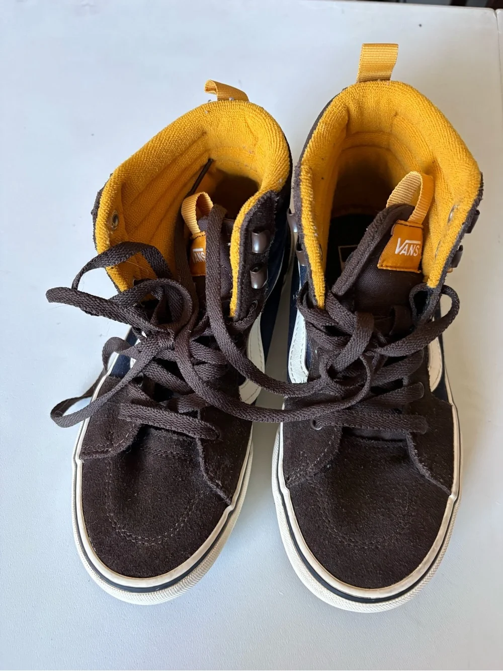 Vans Kids High-Top Sneakers - Navy, Brown & Yellow